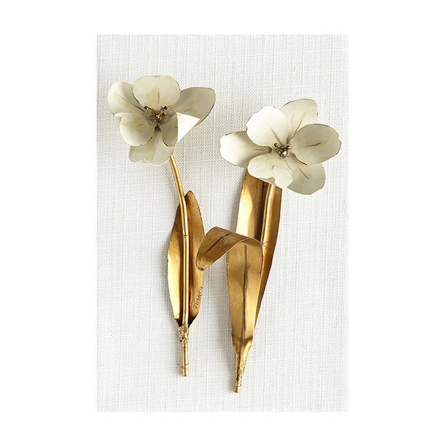 Modern Golden Plant Leaves And Flowers Canvas Painting