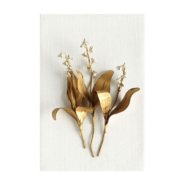 Modern Golden Plant Leaves And Flowers Canvas Painting
