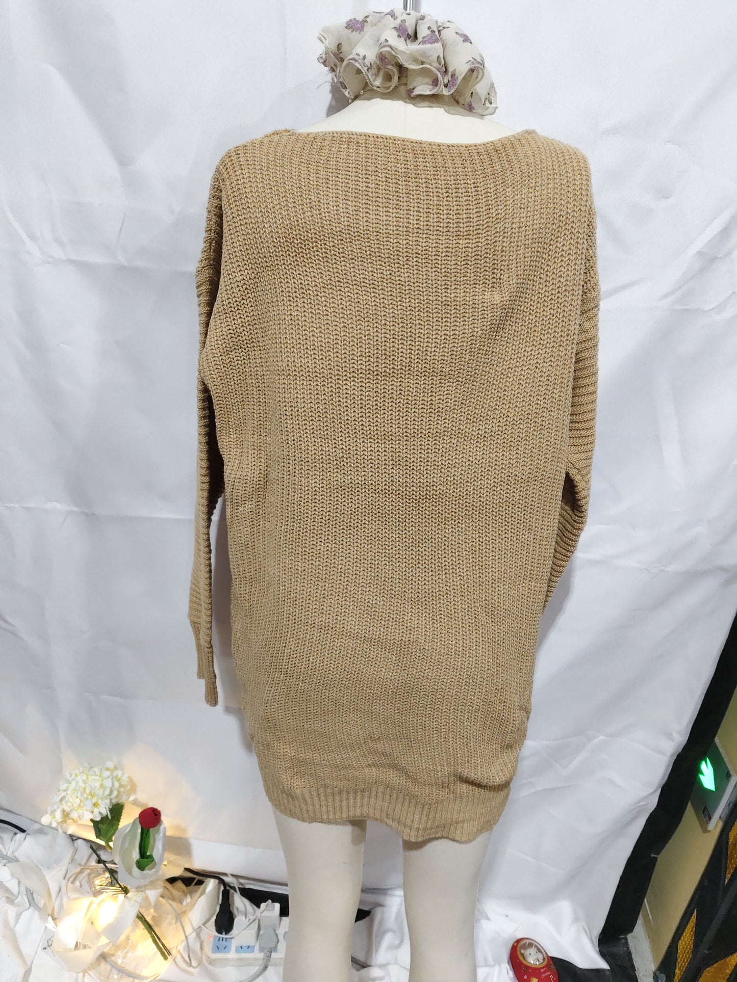 Off Shoulder Knitted Sweater Dress