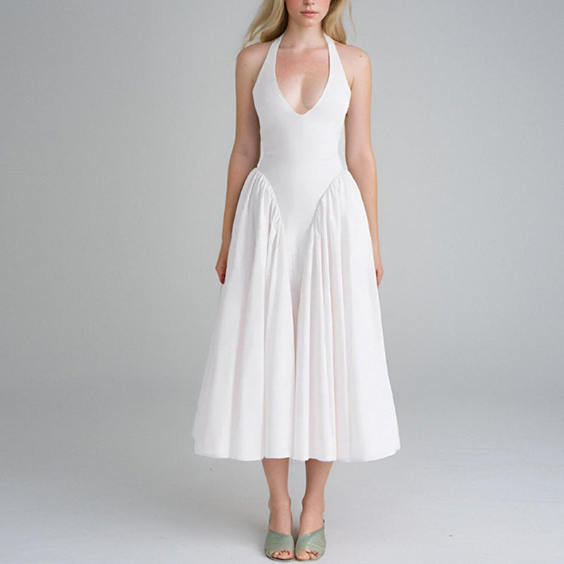 Women's Elegant V-neck Sexy White Party Dress