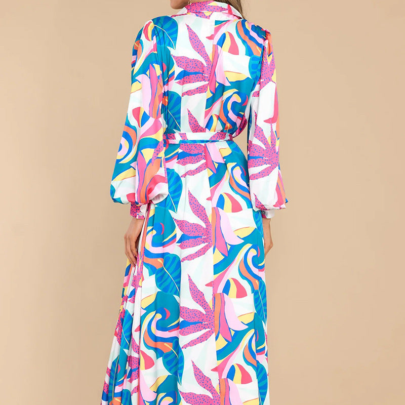 Printed Long-sleeved Polo Dress
