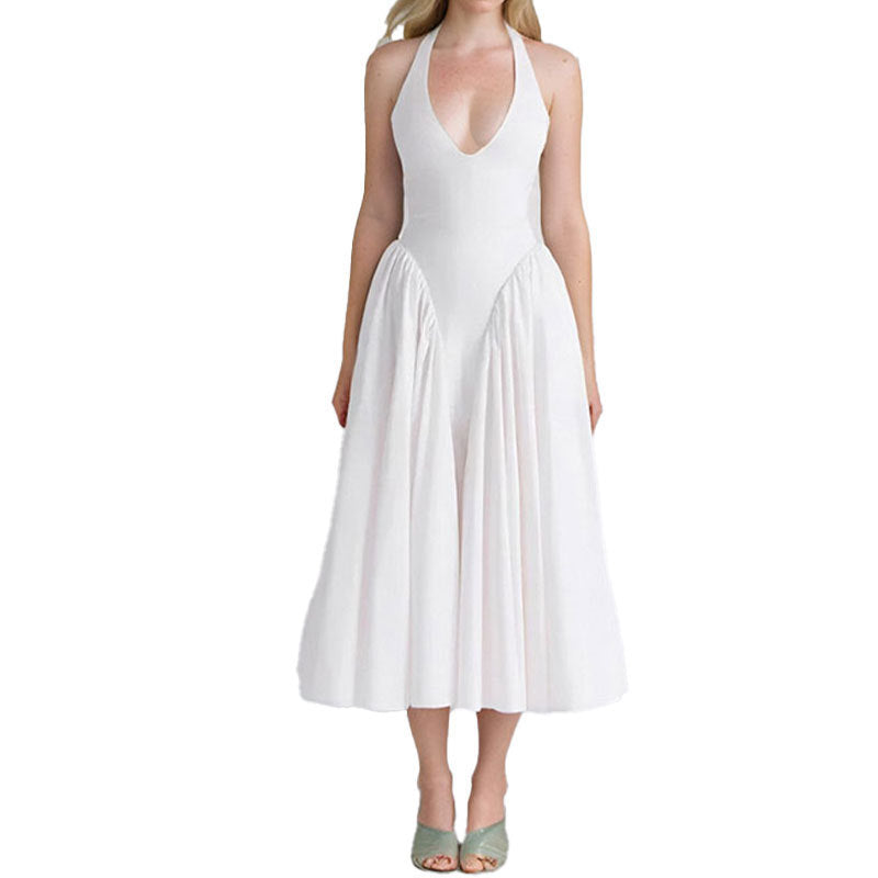 Women's Elegant V-neck Sexy White Party Dress